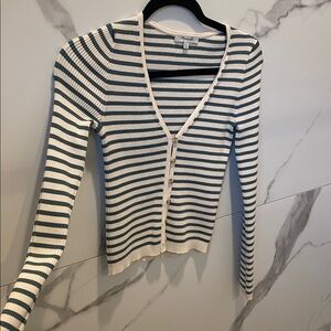 Teal and Cream Striped Cardigan